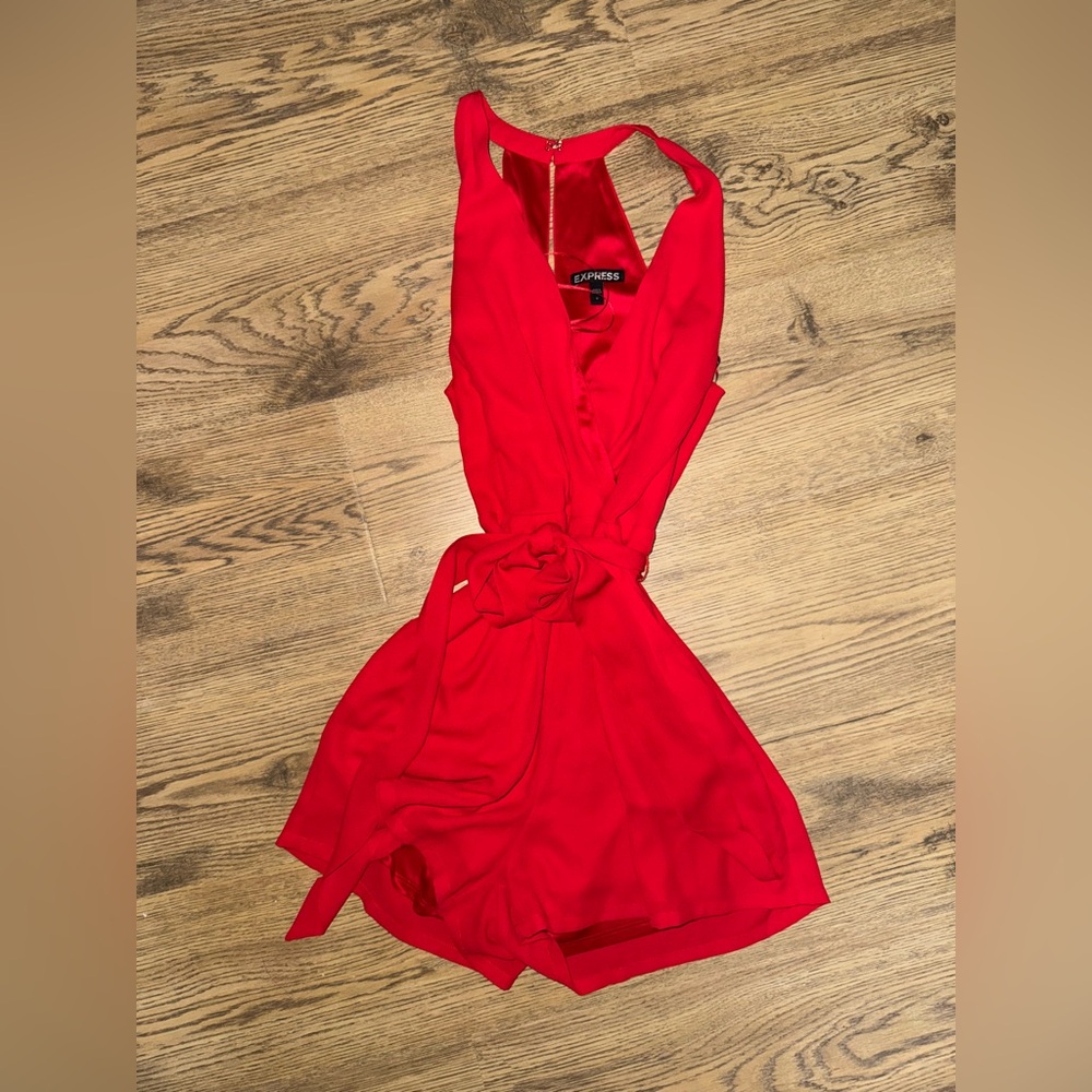 Express Red Sleeveless Romper